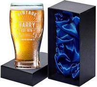 EIO Gifts Personalised Vintage Design Tulip Pint Glass with Presentation Box | Gift for Beer Lovers | Drinking Gift for Birthdays or Special Celebrations | 570ml