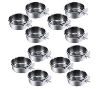 Eioeeklop 12-Piece Bird Feeder Cup Stainless Steel Parrot Feeder Cup Animal Cage Water Food Bowl S