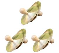 Eioeeklop 3 Pair Brass Cymbals with Knobs Finger Cymbals with Wood Knobs for Dancer Percussion Instrument