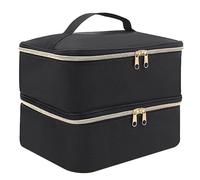 Eioflia Nail Polish Organiser Double Layer Nail Varnish Storage Holds 15ml 30 Bottles and Other Manicure Tools Portable Polish Storage with Handle and Zipper for Art Tools