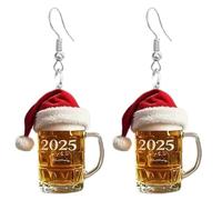 Eioi & Lmnm 2025 Happy New Year Sparkling Drop Earrings - Acrylic, Lightweight and Hypoallergenic, One Size, Acrylic Stainless Steel, No Gemstone