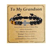 Eioi & Lmnm Father Day Bracelet Gift, Cross Bracelet for Men, Christian Gifts for Him Son Grandson Nephew Husband Boyfriend, Tiger Eyes Bead Religious Bracelets Gift for Father’s Day Baptism Communion