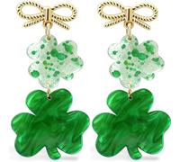 Eioi & Lmnm St. Patrick's Day Earrings for Women, Acrylic St. Patrick's Day Dangle Earrings, Cute Lightweight Glittering St Patrick Earring, Irish Jewelry Holiday Accessories Party Decoration, One