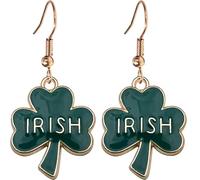 Eioi & Lmnm St Patricks Day Earrings for Women, Irish Shamrock Earrings, Green Clover Earring, St. Patrick's Day Accessories Good Luck Jewemry Holiday Jewelry Gift, M, Metal, No Gemstone