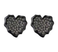 Eioi & Lmnm Women Black Crystal Heart Earrings, Black Heart Earrings, Beautiful Black Rhinestone Heart Earrings, 925 Sterling Silver, Hypoallergenic, Love Heart Gift, Jewelry, One Size, Copper Cubic