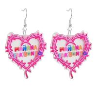 Eioi & Lmnm Women's Acrylic Pink Heart Dangle Earrings, Cute Pink Heart Thorns Drop Earrings, Romantic Spanish Mañana Será Bonito Dangling Earrings, Tomorrow Will Be Better Earrings, Heart Jewelry for