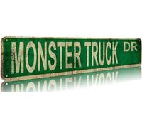 Eiojdriil Monster Truck Dr Aluminium Metal Sign Funny Vintage Slim Street Signs 16 x 4 Inch Wall Art Decor for Home Farmhouse Bar Cafe Garage Rustic Gifts