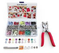 EIOLWJIEO 200 Pieces Snap Buttons Handheld Tool Clothing Bags Purses Fasteners Fabric Press Set Maker Studs Girl Home Sewing