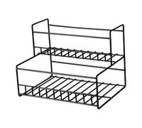 EIOLWJIEO Coffee Syrup Rack Display Holder Shelf Easy To Clean Organization Durable Multi Layer Storage Kitchen Countertop Kitchen Countertop Organizer Holder Shelf, Black, Double Tier Bold