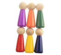 EIOLWJIEO Durable Rainbow Peg Dolls Crafted Wood Engaging Kids with Smooth No Burrs Making Learning Inclusive Rainbow Peg Dolls Wood People Figure Pretend Play