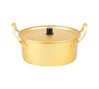 EIOLWJIEO Fast Heating Korean Ramen Pot Instant Noodle Cooker Small Pot Aluminum Essential Household Cookware For Quick Meals Multipurpose Pan Dry Pots Kimchi Soup Camping, Gold, 24cm