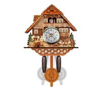 EIOLWJIEO Imitation Wood Style Swing Alarm Watch Wake Up To Style And Grace Traditional Black Forest Chalet Clock Cuckoo Clock, CM011