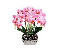 EIOLWJIEO Large Artificial Orchid Bonsai with Vase Phalaenopsis Real Touch Faux Plants Orchids Arrangements for Living Room Decoration, Pink