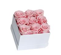 EIOLWJIEO Preserved Rose Box Eternal Flower Immortal Material Bouquet Multicolor Birthday Gift for Wedding Thanksgiving Decoration, White Pink, 9 heads