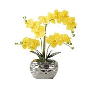 EIOLWJIEO Realistic Appearance Faux Orchid In Pot Long-lasting Durability And Wide Application Elegant Artificial Orchid In Pot, yellow
