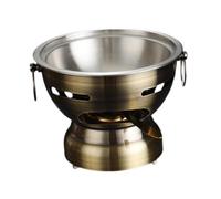 EIOLWJIEO Stainless Steel Hot Pot Camping Outdoor Pot For Making Soups Stews And Instant Noodles Small Hotpot Cookware Traditional Chinese Hot Camping Outdoor, bronze silver, diameter 12.3cm