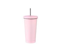 EIOLWJIEO Vacuum Flask Leakproof Detachable Straw Nonslip Solid Color 500ml Reusable Milk Tea Water Bottle Mug Drinking Supplies, Pink