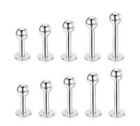 eioororriy 10Pcs 16G Stainless Steel Labret Earring, High Polished Helix Piercing Jewellery for Tragus Monroe Cartilage Lip Medusa Nose Studs
