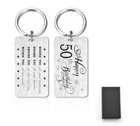 eioororriy 50th Birthday Gifts for Men & Women, Stainless Steel Keyring with Double-Sided Engraving - Milestone Commemoration for 50 Years of Memories and Dreams