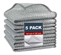 eioororriy 5PCS Microfibre Wire Dishcloths Non Scratch Steel Wool Cleaning Cloth With Diamond Lattice Weave For Kitchen Dishes Sinks And Stove Tops