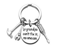 eioororriy Grandad Keyring With Engraved Quote If Grandad Can't Fix It, No One Can - Stainless Steel Father's Day Gift For Birthdays, Christmas & Special Occasions
