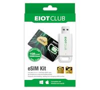 EIOTCLUB eSIM Adapter Kit for iPhone & Android, Upgrade SIM Slot to eSIM, Includes USB Writer (PC Required for iPhone Setup), 1.1GB Starter Data, 9 Rewritable Profiles, Universal Travel Solution