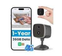 EIOTMART 4G LTE Indoor Security Camera with 1-Year Unlimited Data SIM Card - No WiFi Needed, 2K HD Mini Camera, PIR Motion Detection, 3MP Night Vision, 120° Wide View, TF/Cloud Storage