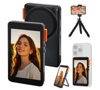 EIOYUMY Magnetic Phone Selfie Monitor Screen, 1080P Wireless Back Camera Selfie Monitor with Focus Adjustment, Audio Sync, Photo Button and Aluminum Stand for Vlog Live Stream TikTok (Black)
