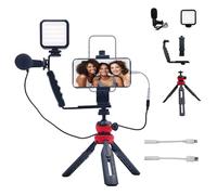 EIOYUMY Vlogging Kit for iPhone Android Accessories, with Phone Mount, Tripod, LED Light, Microphone to One-Hand Operate Video Calling, Vlogging, YouTube, Instagram, Tiktok