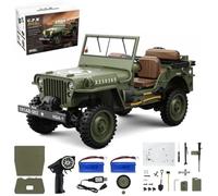 Eipol 1/14 RC Rock Crawler HG4-58 - 2.4G 4WD Simulation Jeep off-road Vehicle with Rechargeable Battery & Winch System Christmas Birthday Gift(Military Green/2 Battery)
