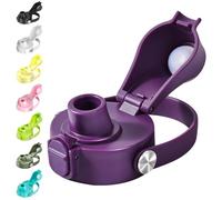 EIPOSAU Auto Flip Lid for Hydro Flask Wide Mouth Water Bottle, Great Spout Lid for HydroFlask, Replacement Lid with Button Lock, Purple