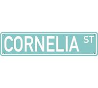 EIQOCCA Cornelia ST Tin Sign Gifts for Women, Outdoor Aluminum Metal Sign, Road Signs, Woman Cave, Street Signs 16" x 4"-Light Blue