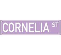 EIQOCCA Cornelia ST Tin Sign Gifts for Women, Outdoor Aluminum Metal Sign, Road Signs, Woman Cave, Street Signs 16" x 4"-Violet