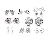 Eira Wen Earrings Set made with Crystals from Swarovski, 925 Heart Drop Earrings