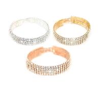 Eira Wen Five Row Pave Bracelet Made with Crystals from Swarovski, Silver,Two