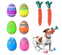 eirix 8PCS Easter Dog Toys Set, 6 Sniff Training Easter Eggs & 2 Chew Toys Carrot for Puppy Small Medium Large Dog Chewing Teething Clean and Interactive