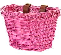EIRONA Bicycle Wicker Basket for Kids Bike, Scooter, Tricycle, Stroller, Girl Rattan Basket, Kids Bike Accessories, Pink