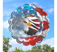 Eiryhope 3D Eagle Wind Spinner - American Flag Eagle Design, 12In Holographic Hanging Wind Sculptures, Outdoor Yard Garden Decor for 4th of July, Memorial Day, for Men Women Dad Mom
