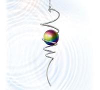 Eiryhope Gazing Ball Spiral Tail, Wind Spinner Stabilizer with Multi Color Sphere & Swivel Hook, Sun Catcher 11" Tail and 2" Stainless Steel Orb, Indoor Outdoor Garden Decor, Creative Gifts 13 inch