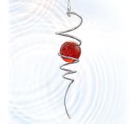 Eiryhope Gazing Ball Spiral Tail with Red Glass Orb - 13" Wind Spinner Stabilizer with Swivel Hook, Hanging Decor for Indoor Outdoor Garden Decor Rotating Art Ornament Christmas Décor & Unique Gift