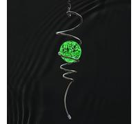 Eiryhope Glow in The Dark Gazing Ball Spiral Tail - Wind Spinner Stabilizer with Glow Glass Ball & Swivel Hook, Hanging Garden Decoration Sun Catcher Rainbow Maker Decor for lndoor Outdoor 13" Height