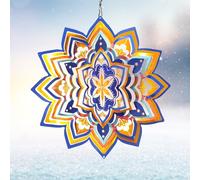 Eiryhope Mandala Wind Spinner - Starry Sky Design | 12-Inch Laser Cut Stainless Steel, Rustproof 3D Kinetic Hanging Wind Sculptures & Spinners for Indoor/Outdoor Garden Decor & Yard Art | Worth Gift