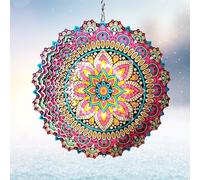Eiryhope Wind Spinner Blossom Mandala Wind Spinners Outdoor Hanging Wind Sculpture Creates 3D Holographic Effects Garden Yard Home Decor Unique Gift