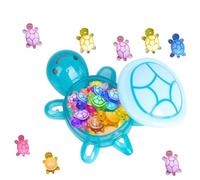 EIRZNGXQ 100pcs Mini Animals Turtles Night Glow, Mini Turtles Toy with Large Turtles Storage Box, Cute Resin Cartoon Turtle Storage Box Container for Garden Decor (Blue 1pcs)