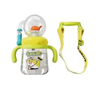 EIRZNGXQ 10oz Drinking Cup with Whale Squirt, Cute Water Bottles with Lids and Straws Leak Proof Handles ＆ Adjustable Strap, Tritan Straw Fun Drinking Cups for Home, School, or Travel (Green 1set)