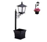 EIRZNGXQ 2 in 1 Outdoor Flower Pots for Real or Fake Flowers, Solar Lamp with Planter Base, 27” Wall Mount Decorative Light for Front Porch, Waterproof LED Light for Garden, Patio, Backyard