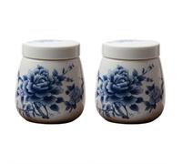 EIRZNGXQ 2 Pcs Egg Coddler Set for Soft Boiled Eggs, Vintage Ceramic Soft Boiled Egg Cooker with Lid, Floral Steamed Eggs Maker Cup for Breakfast Kitchen Decor (Color D 2pcs)
