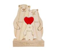 EIRZNGXQ 2024 Personalized Bear Family Wooden Art Puzzle, Gift for Family Personalized Art Text, Wooden Bears Family Puzzle Gift (3 Name with base)