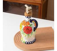 EIRZNGXQ Ceramic Olive Oil Bottle Dispenser For Kitchen, Dark Olive Oil Dispenser Bottle With Olive Oil Dispenser Spout, Oil Container With Handle For Cooking (color B 1pcs)
