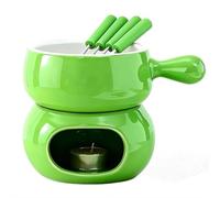 EIRZNGXQ Chocolate Fondue Cup Set, Ceramic Sweet Melting Mug Tealight with Fork & Candle, Cute Butter Warmer Chocolate Melter for Date Nights Valentines Birthday Wedding Gift (Green 1pcs)